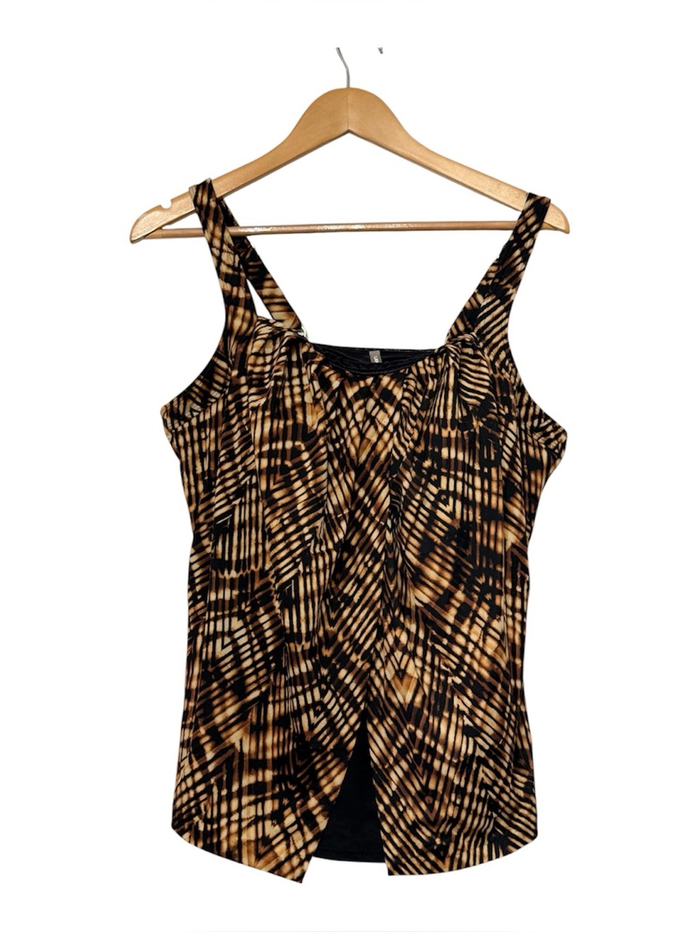 Lands End Tankini Swim Top Brown Black Animal Print Old Money Mob Wife Women 18W